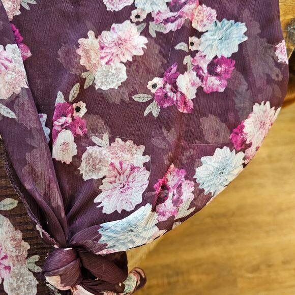 American Eagle Sheer Boho Open Kimono Floral Bloomcore Cardigan Topper Cover Up - Picture 8 of 8